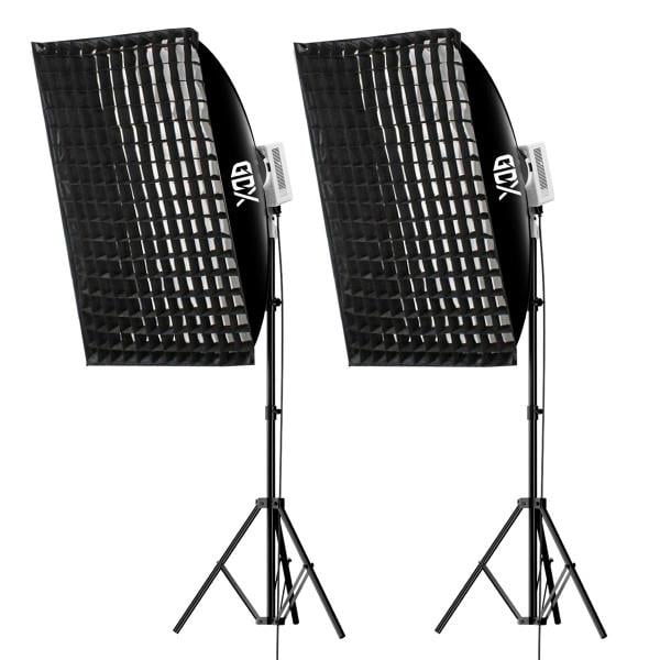 Gdx XL-Kit 2 COB LED Youtube Sürekli Video ve Fotoğraf Işık İkili Set + Gdx BW-6090 Gridli Softbox