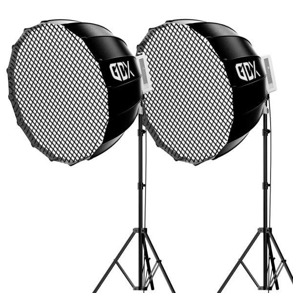 Gdx XL230W Bicolor Video Led 120cm Parabolic Softbox 260cm Işık Ayaklı İkili Sürekli Işık Seti