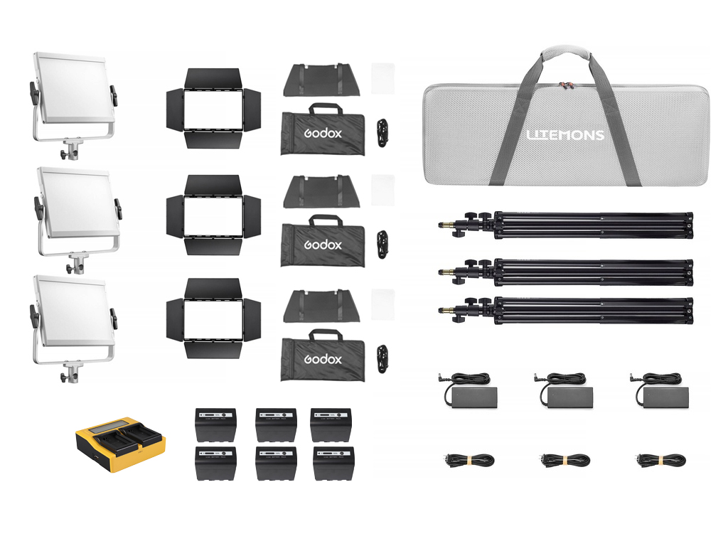Godox LP600R K3 RGB 3'lü Softboxlı Panel LED Işık Kiti (Bataryalı)