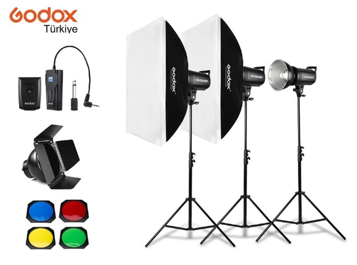 Godox SK400II 3'lü Stüdyo Paraflaş Seti