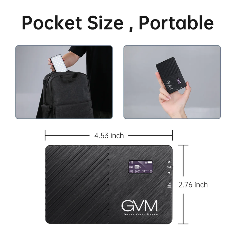 GVM 8RS RGB Kamera Üstü Dahili Akülü Mobil Led Işık (11x7cm)