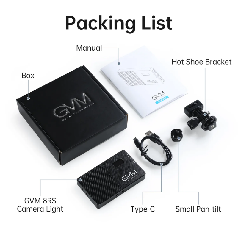 GVM 8RS RGB Kamera Üstü Dahili Akülü Mobil Led Işık (11x7cm)