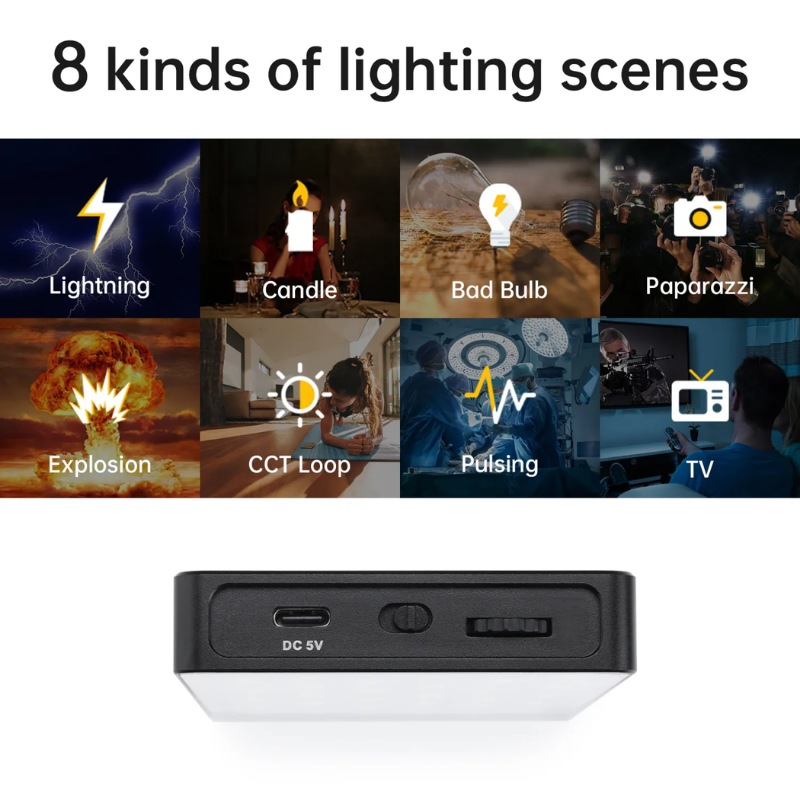 GVM 8RS RGB Kamera Üstü Dahili Akülü Mobil Led Işık (11x7cm)