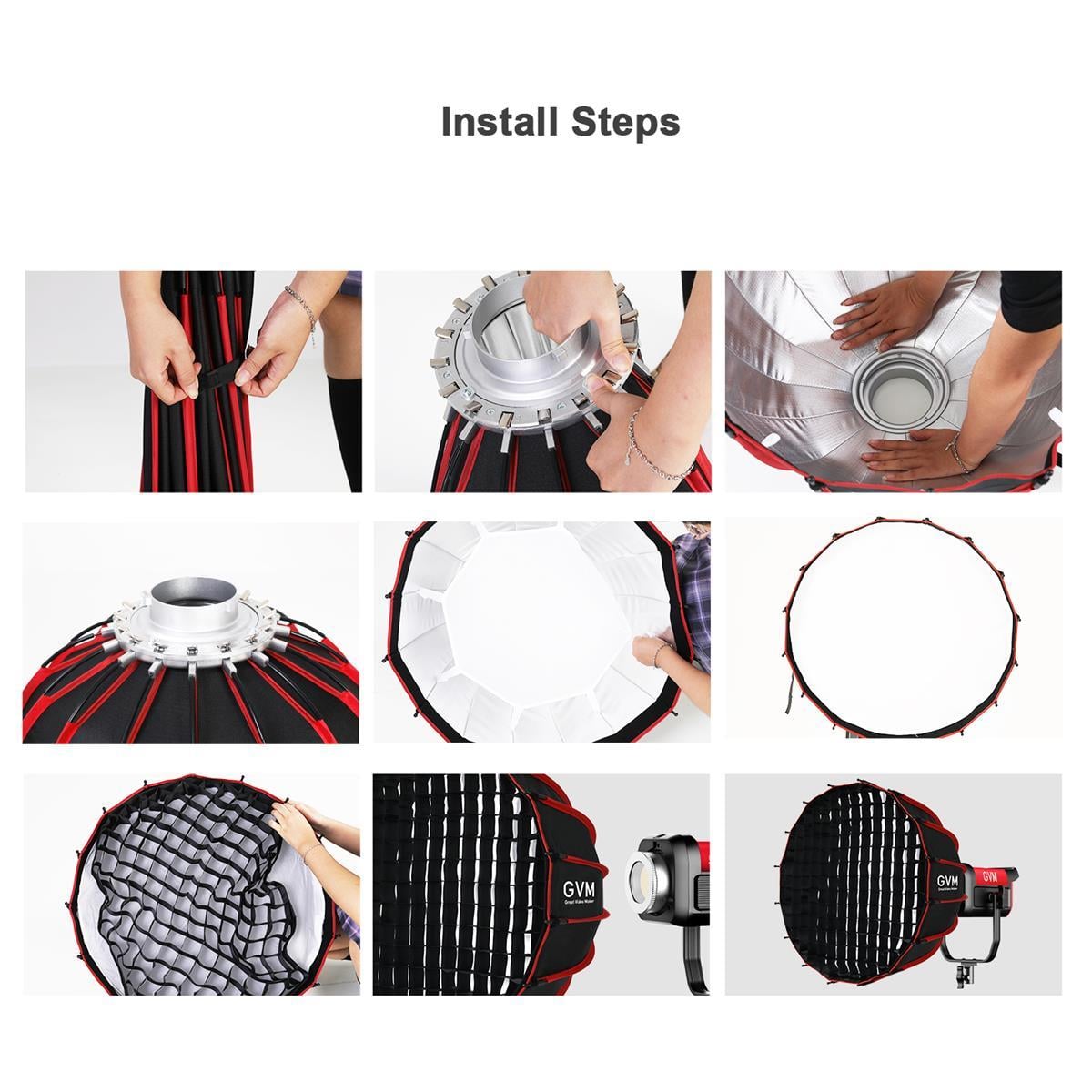GVM Pro SD200B 200W Bi-Color LED Video COB Spotlight Kit with Softbox and Light Stand