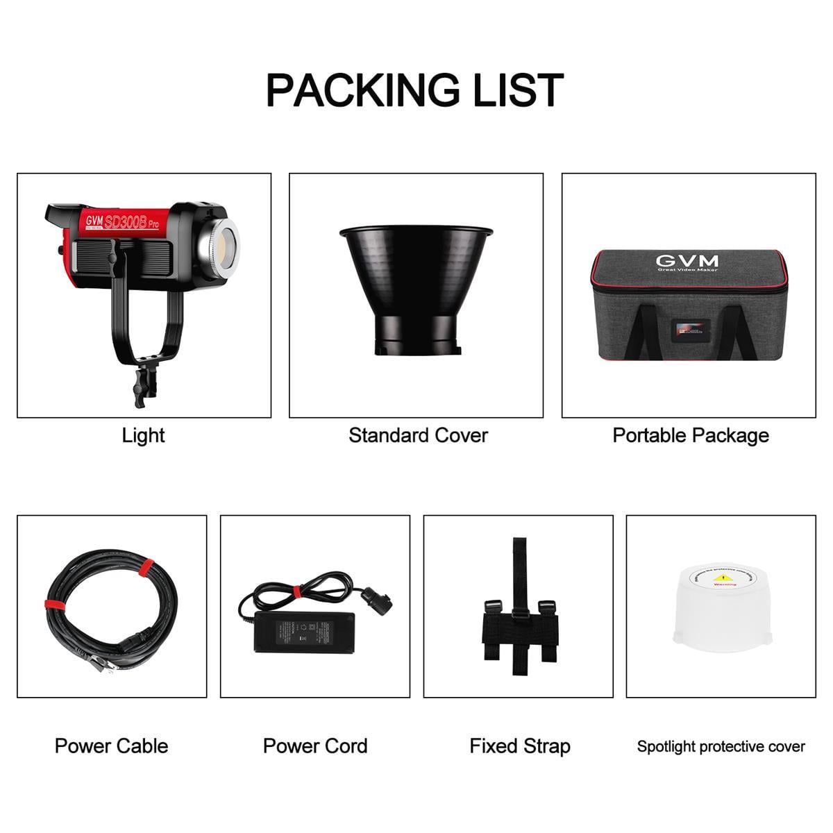 GVM Pro SD300B 300W Bi-Color LED Video COB Spotlight Kit with Softbox and Light Stand