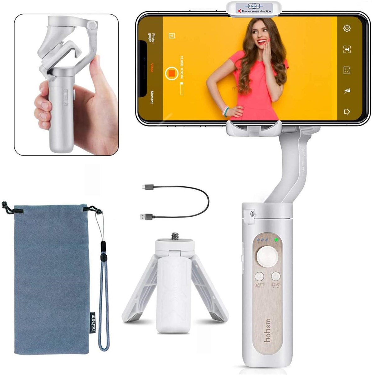 Hohem iSteady X 3 Axis Telefon Gimbal (Beyaz)