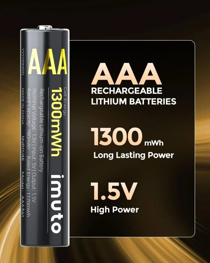 Imuto 1300 mWh AAA Lityum Şarjlı Pil Seti (8'li) + 8 Yuvalı Şarj Ünitesi