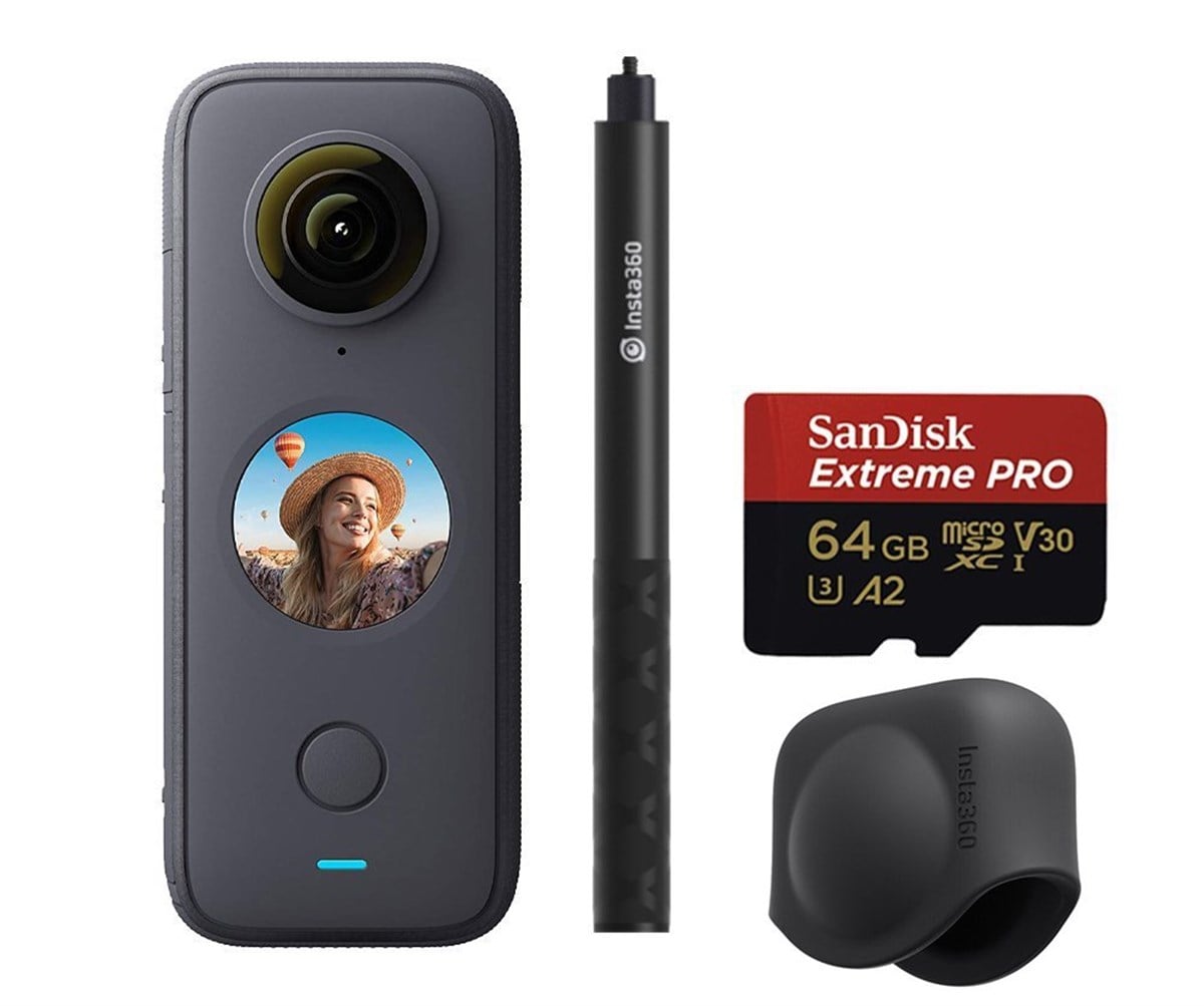 Insta360 One X2 & Invisible Stick + Sandisk 64gb Hafıza Kartı & Lens Cap