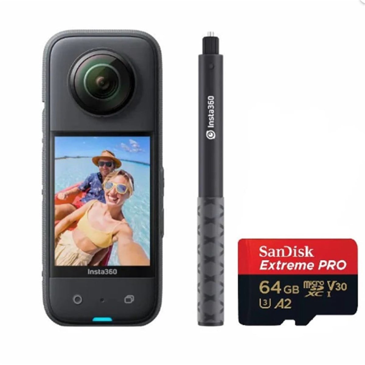 Insta360 X3 360 Derece Kamera + Stick + Hafıza Kartı