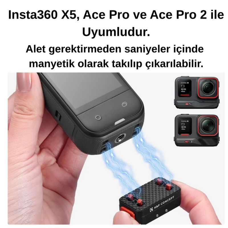 Insta360 X5 için Manyetik Katlanabilir Hızlı Çıkarma Adaptör