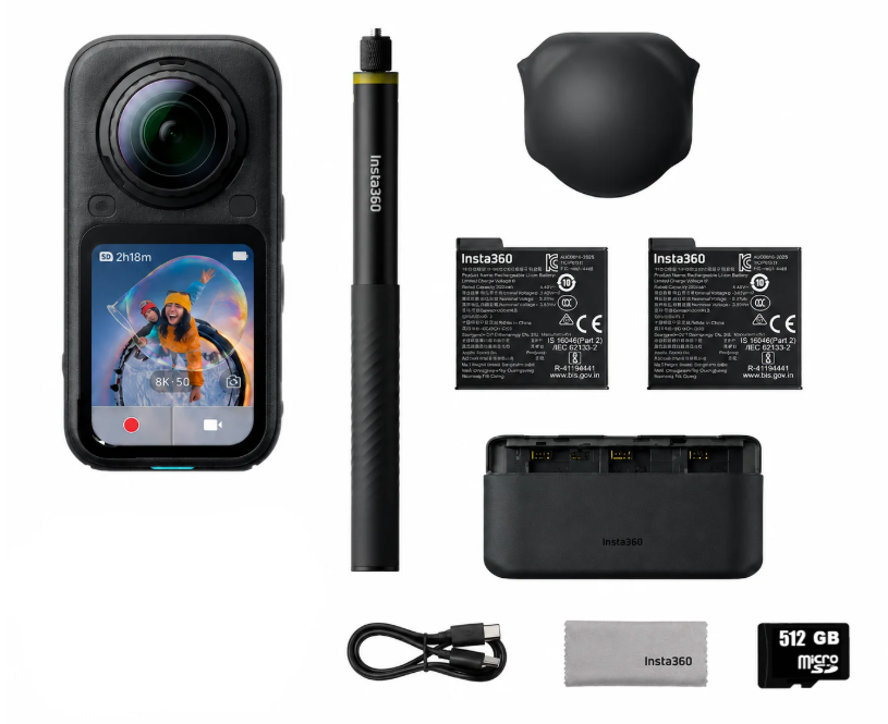 Insta360 X6 Aksiyon Kamerası Essentials Bundle + 512GB