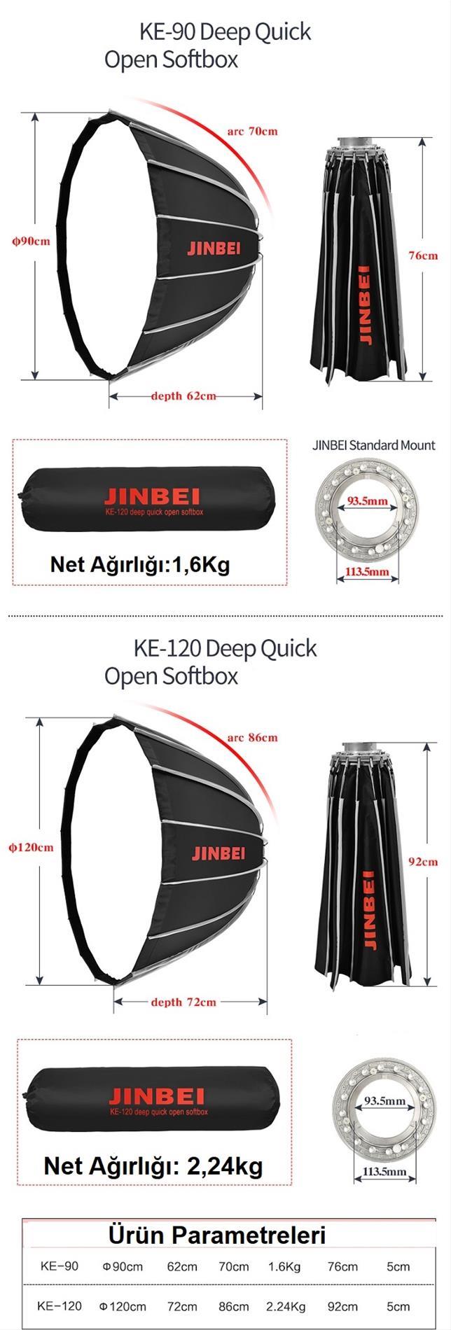JINBEI KE-120 Deep Hızlı Açılan Softbox