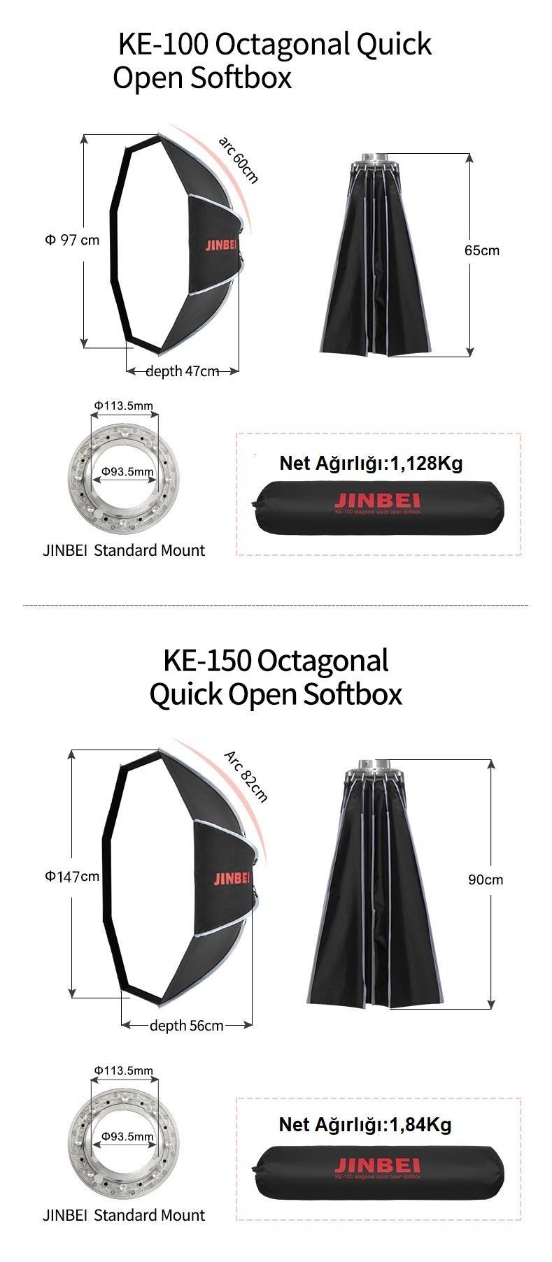 JINBEI KE-150cm Octagonal Hızlı Açılan Softbox