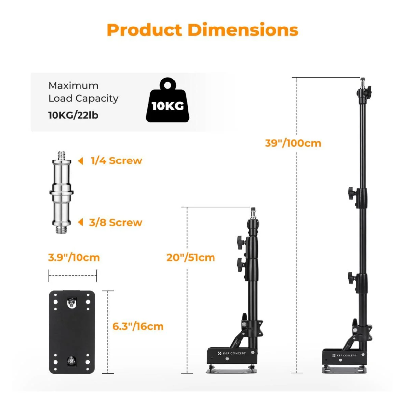 K&F Concept 100cm Duvara Monte Üçgen Bom Kolu