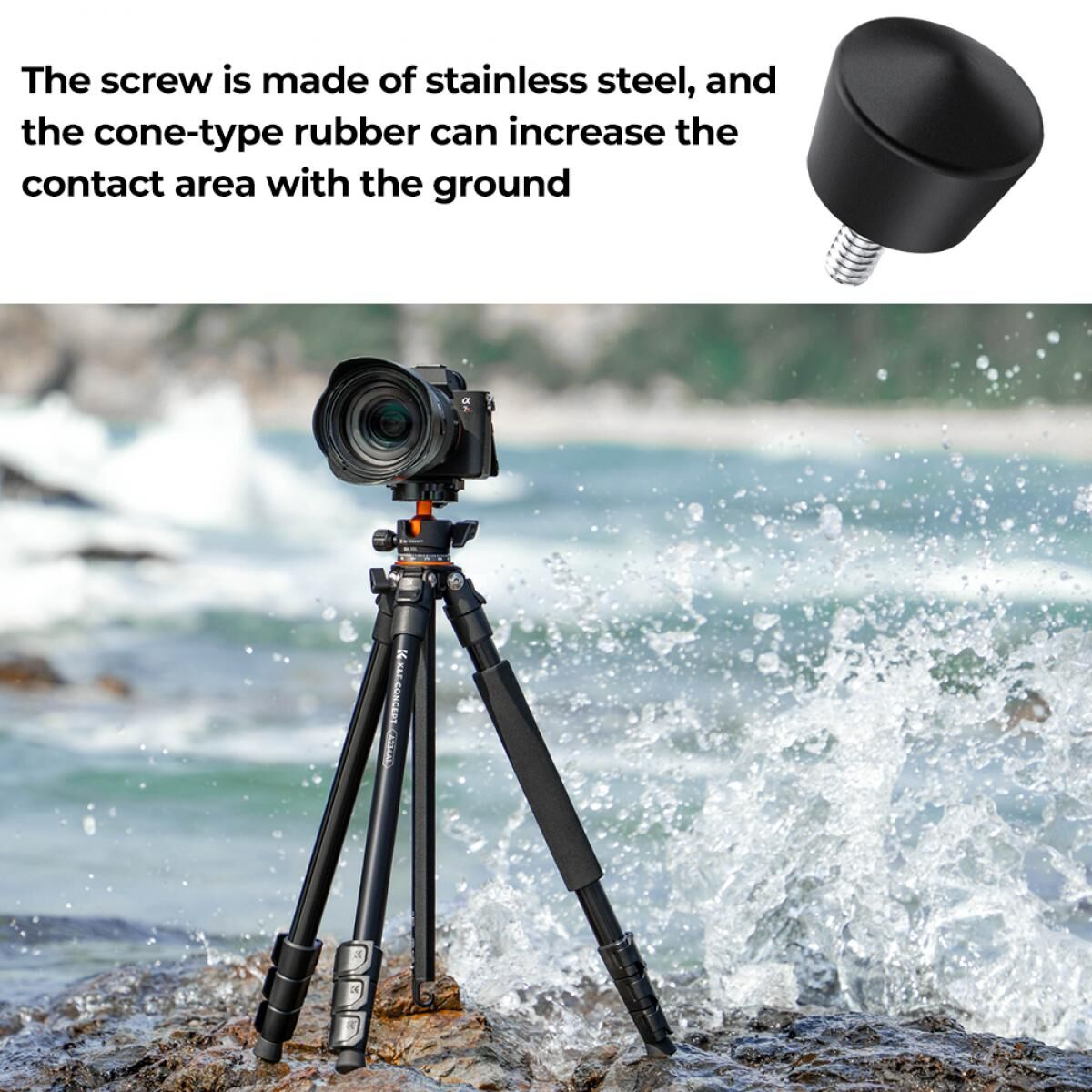 K&F Concept 1/4 inç Dişli Kauçuk Tripod Ayak Vidası