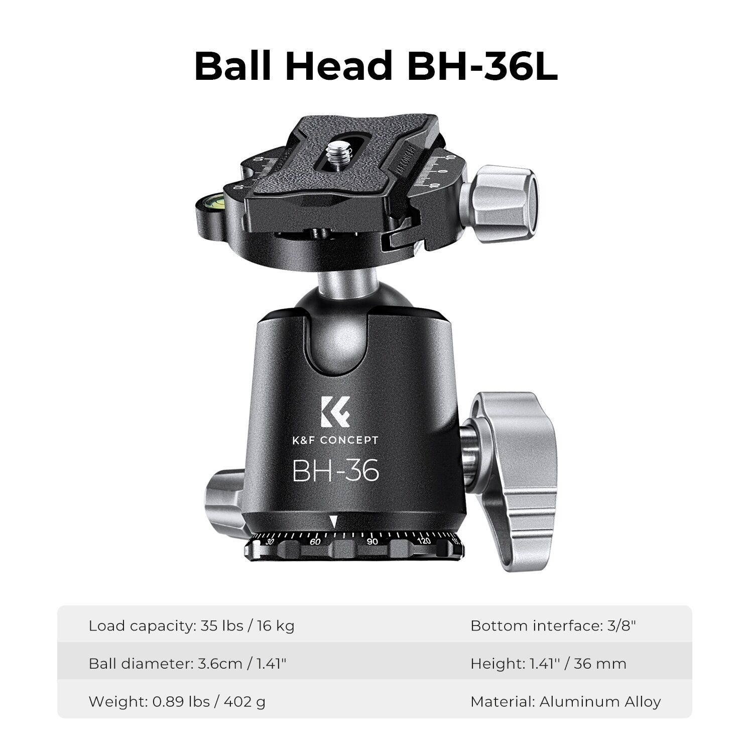 K&F Concept 172cm X Serisi Karbon Fiber Kamera Tripodu (36mm Metal Ball Head, Arca-Swiss, 16kg Taşıma) (X284C4+BH-36)