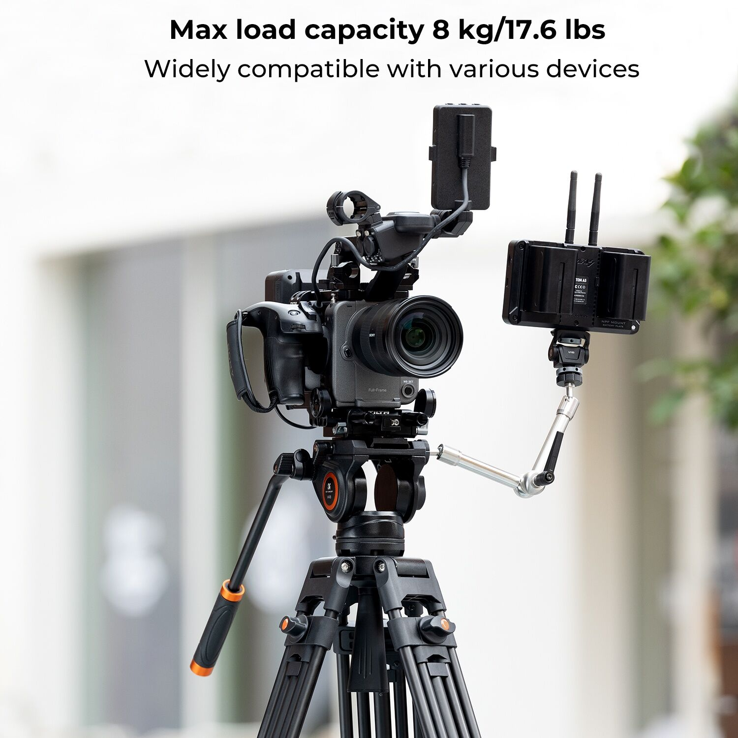 K&F Concept 183cm Profesyonel Ağır Hizmet Video Tripodu, Hidrolik Fluid Kafa (8kg Taşıma) (VA18+VH081)
