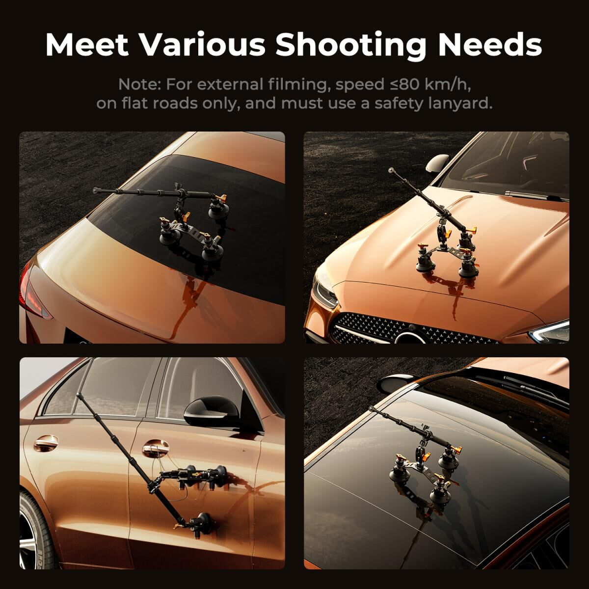 K&F Concept 3 in 1 Suction Cup Mount Kit + Extension Pole