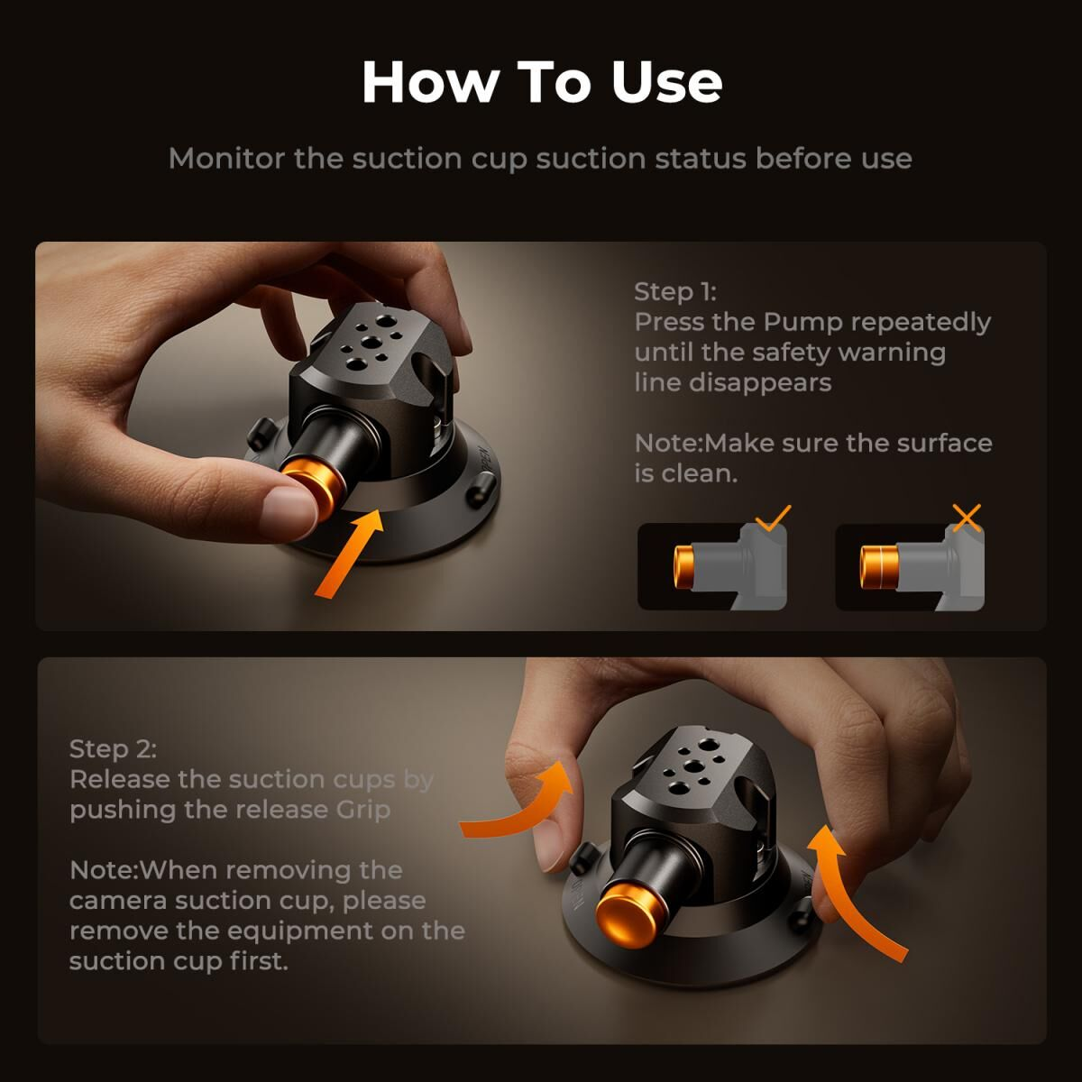 K&F Concept 3 in 1 Suction Cup Mount Kit + Extension Pole