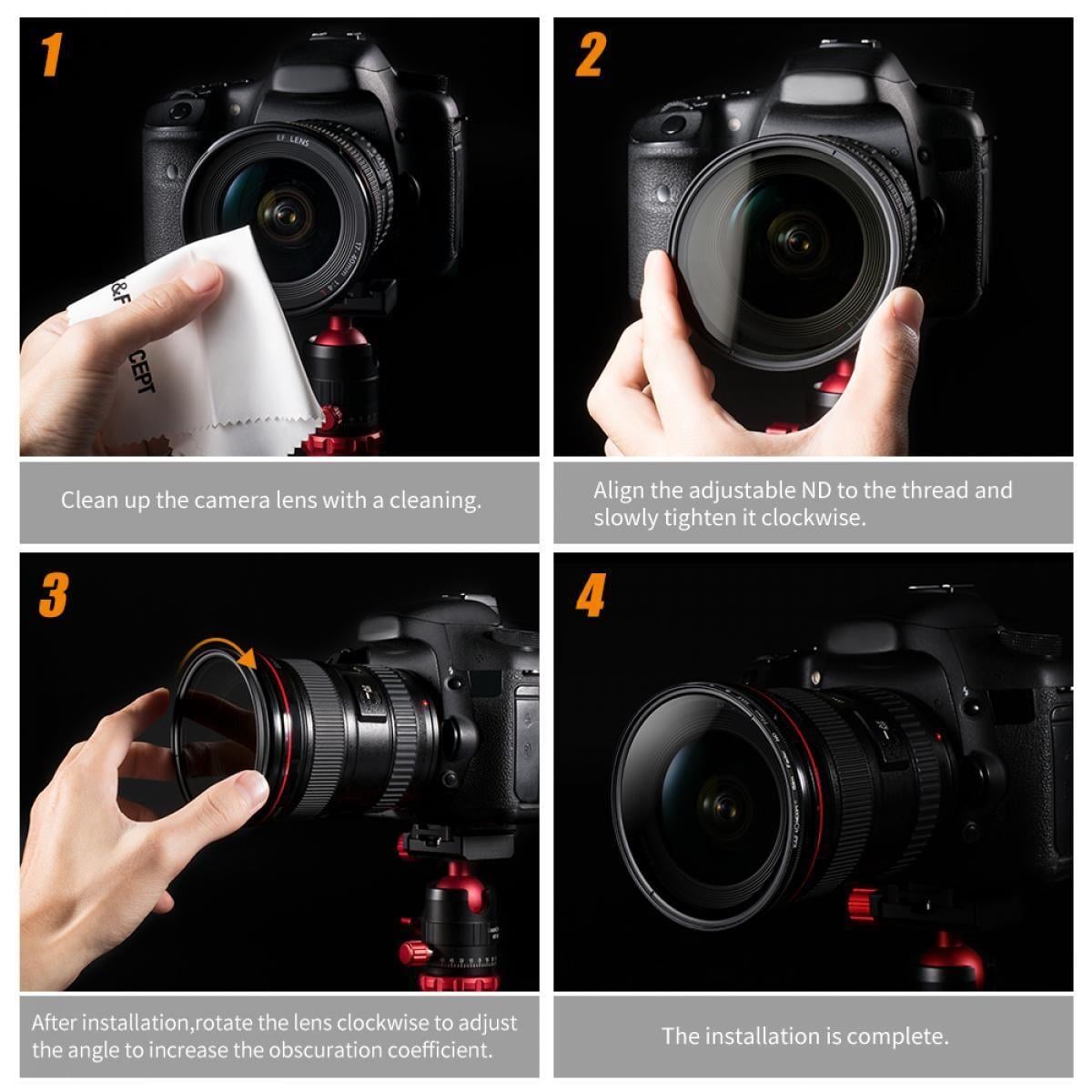 K&F Concept 43mm B-SERIES ND2-ND400 (1 ile 9 Stop) ND Filtre