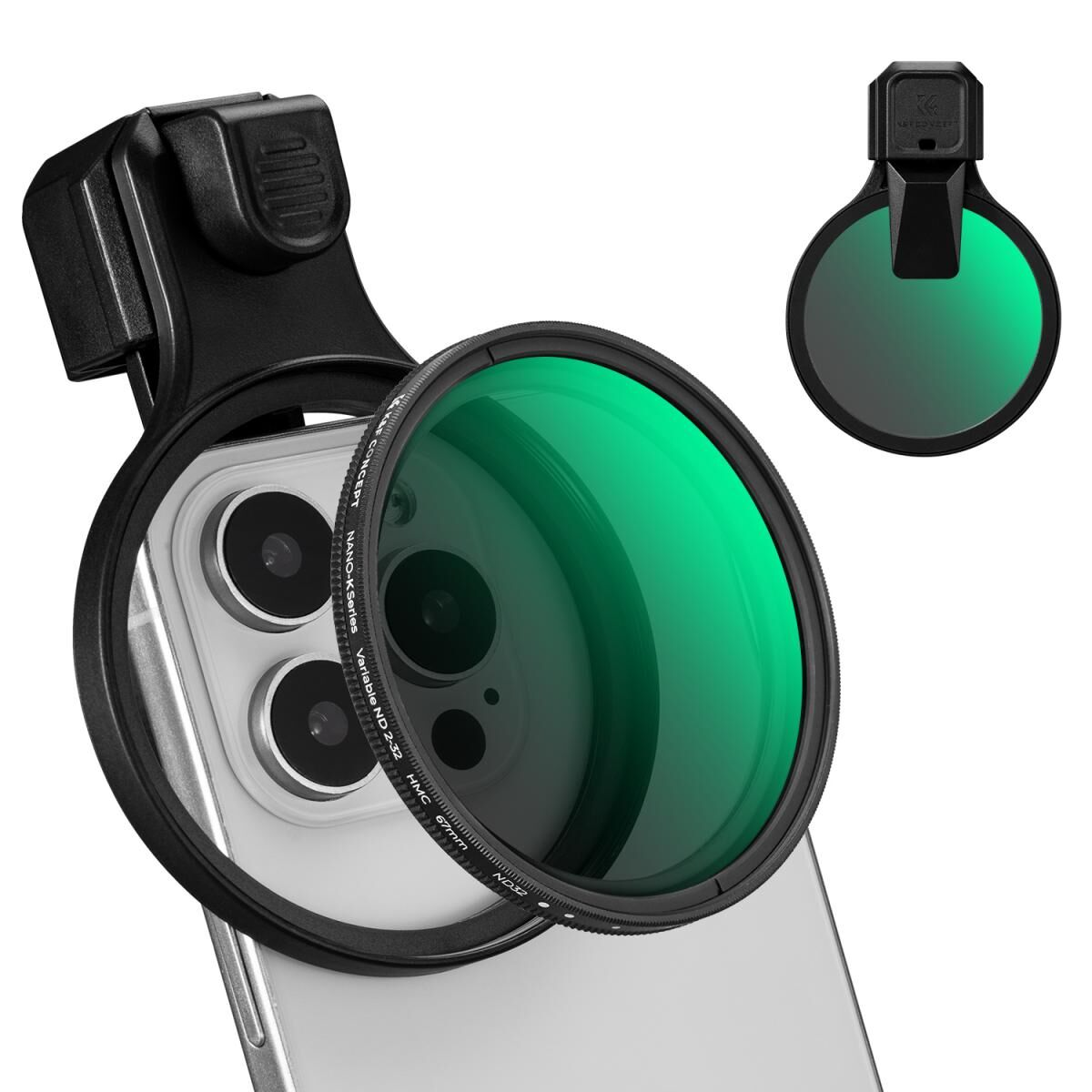K&F Concept 67mm Geçmeli ND2-32 Telefon Lens Filtre Kiti