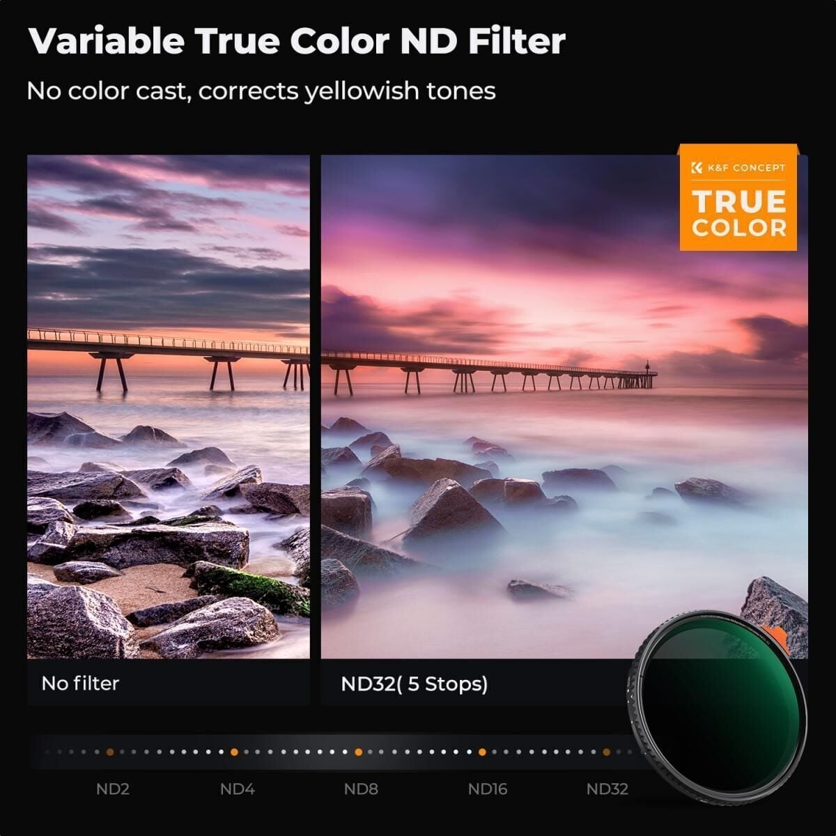 K&F Concept 67mm NANO-X ND2-32  (1-5 Stop) True Color Ultra  Değişken Filtre