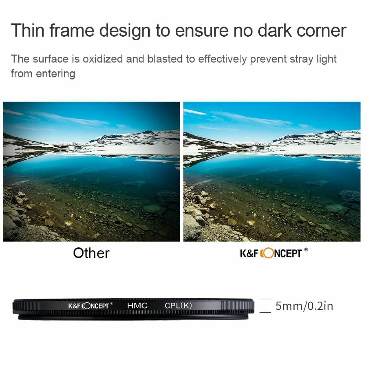 K&F Concept 72mm Polarize Cam Filtre Ultra İnce Çok Kaplamalı