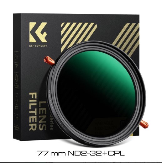 K&F Concept 77 mm ND2-32+CPL Filtre (2'si 1 Arada)