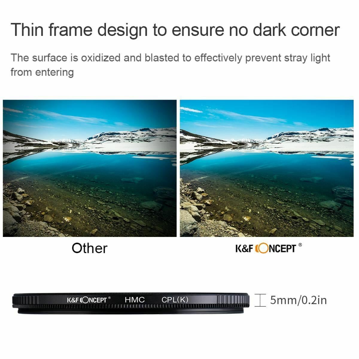 K&F Concept 77mm Polarize Cam Filtre Ultra İnce Çok Kaplamalı