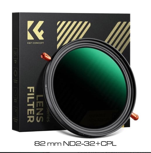 K&F Concept 82 mm ND2-32+CPL Filtre (2'si 1 Arada)