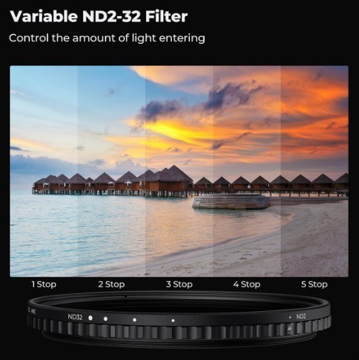 K&F Concept 82 mm ND2-ND32 Değişken Filtre