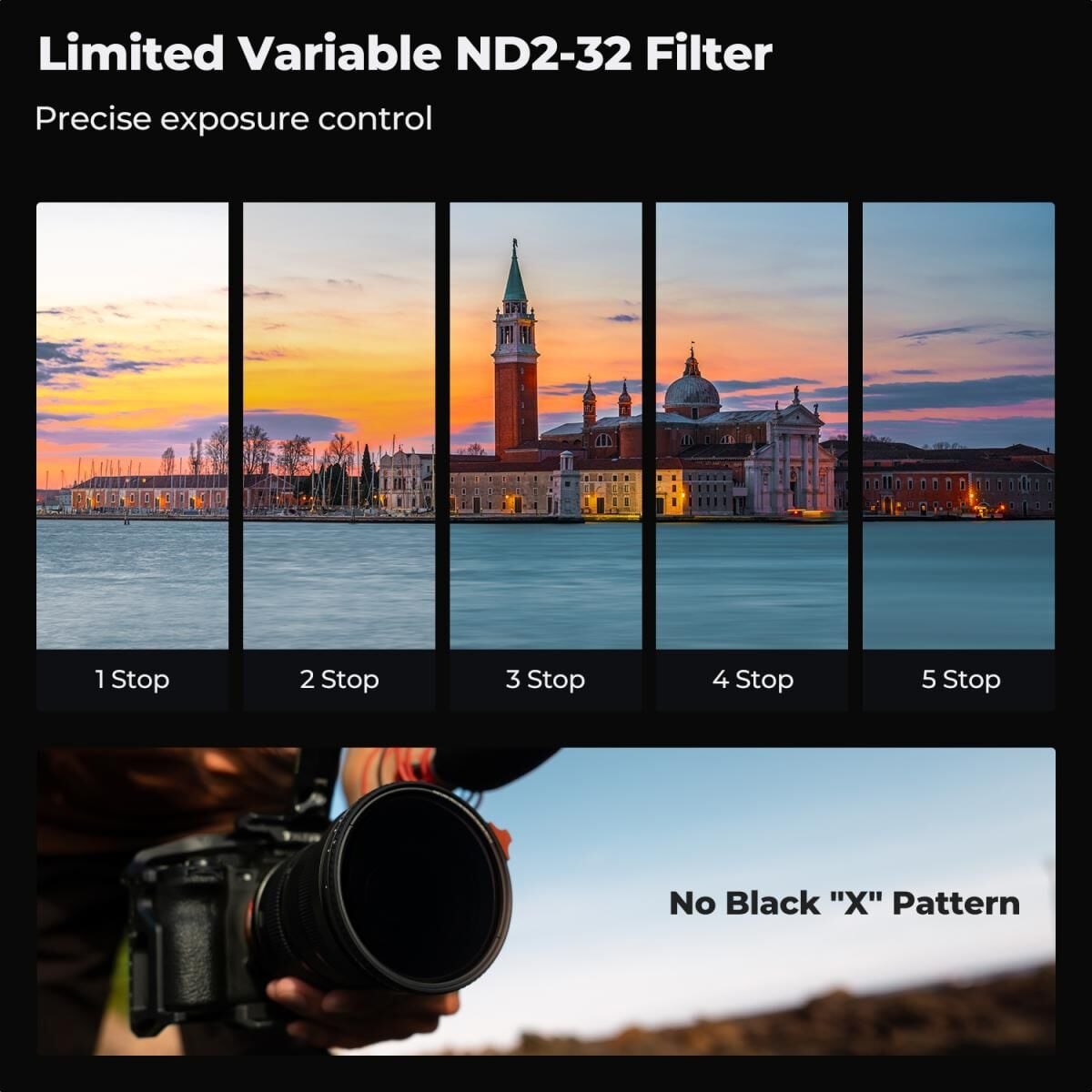 K&F Concept 82mm NANO-X ND2-32  (1-5 Stop) True Color Ultra  Değişken Filtre