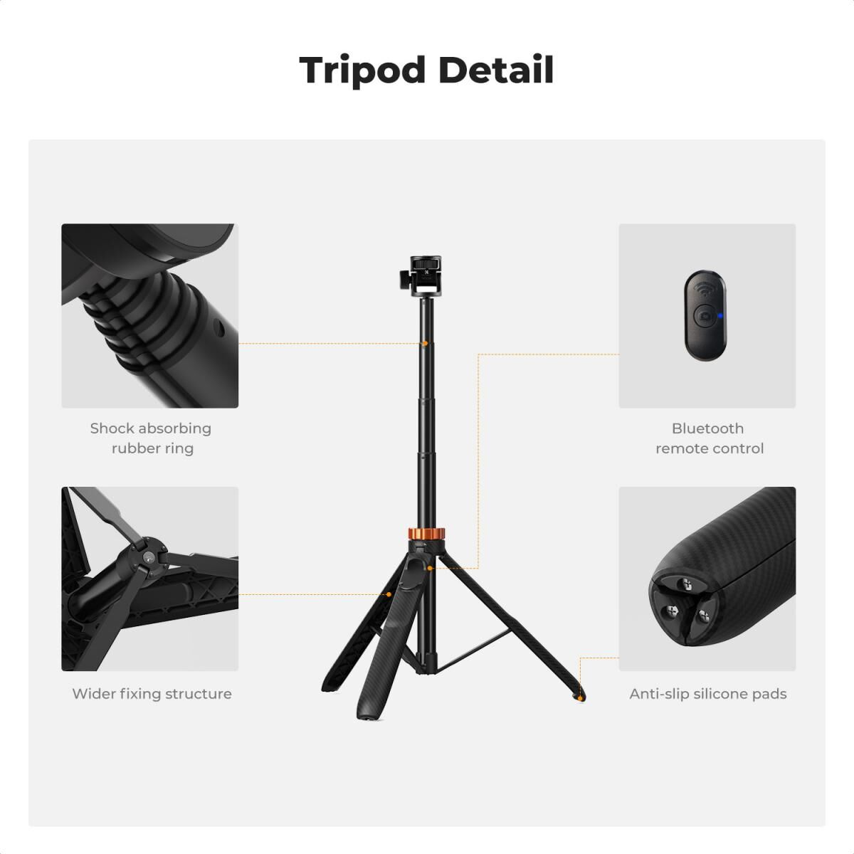 K&F Concept Bluetooth Selfie Çubuğu & Tripod (175cm)