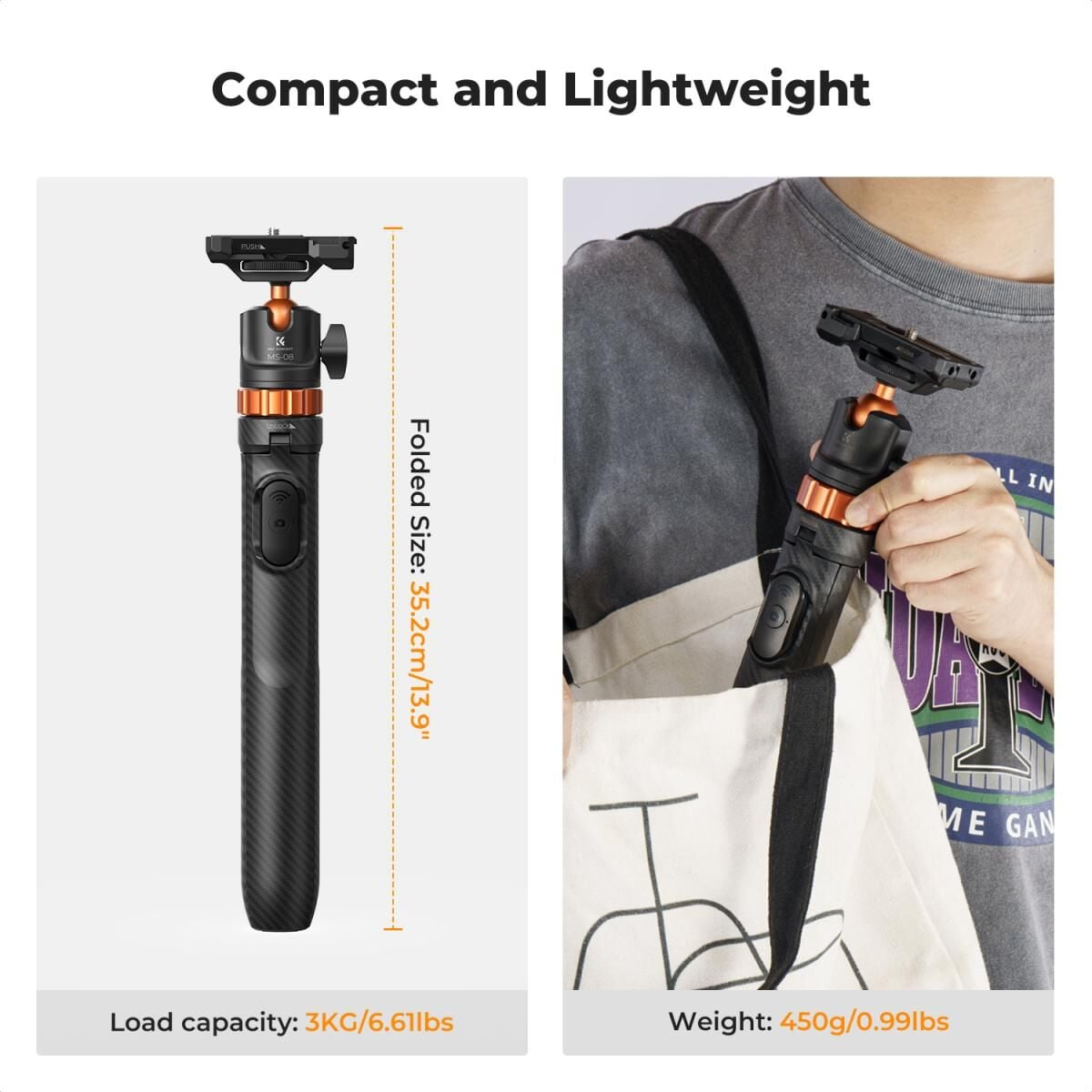 K&F Concept Bluetooth Selfie Çubuğu & Tripod (158cm)