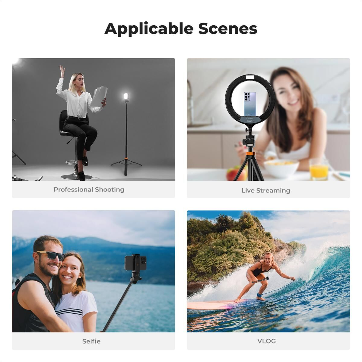 K&F Concept Bluetooth Selfie Çubuğu & Tripod (175cm)