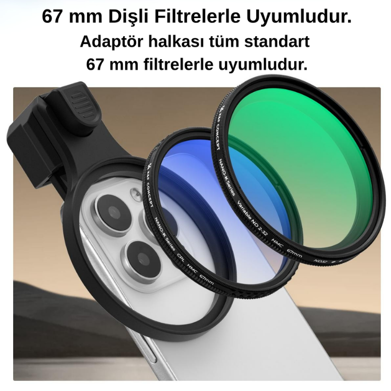 K&F Concept Cep Telefonu için 67 mm Filtre Adaptörü