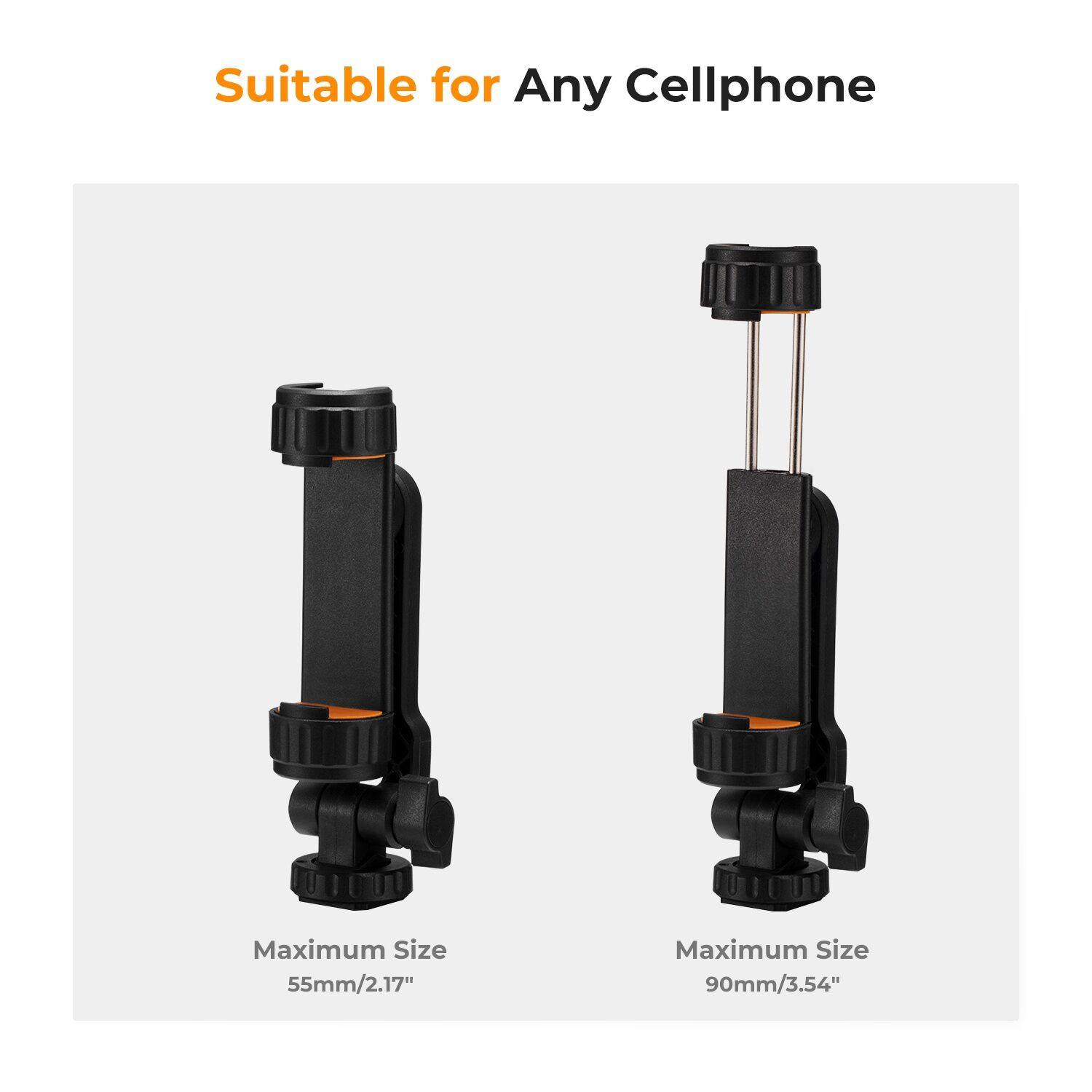 K&F Concept Çift Cold Shoe Girişli 360° Dönebilen Telefon Tutucu Stand / Tripod Başlığı