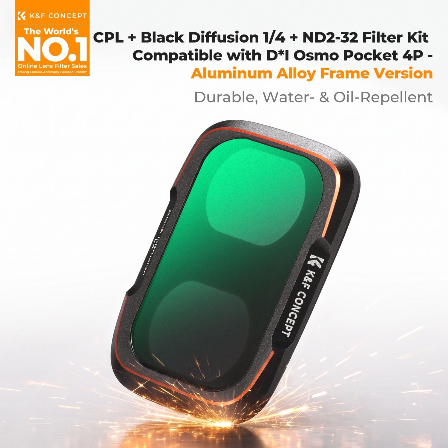 K&F Concept Dji Osmo Pocket 4P İçin 3 Parça Filtre Seti (CPL + Black Mist 1/4 + ND2-32) (Metal)