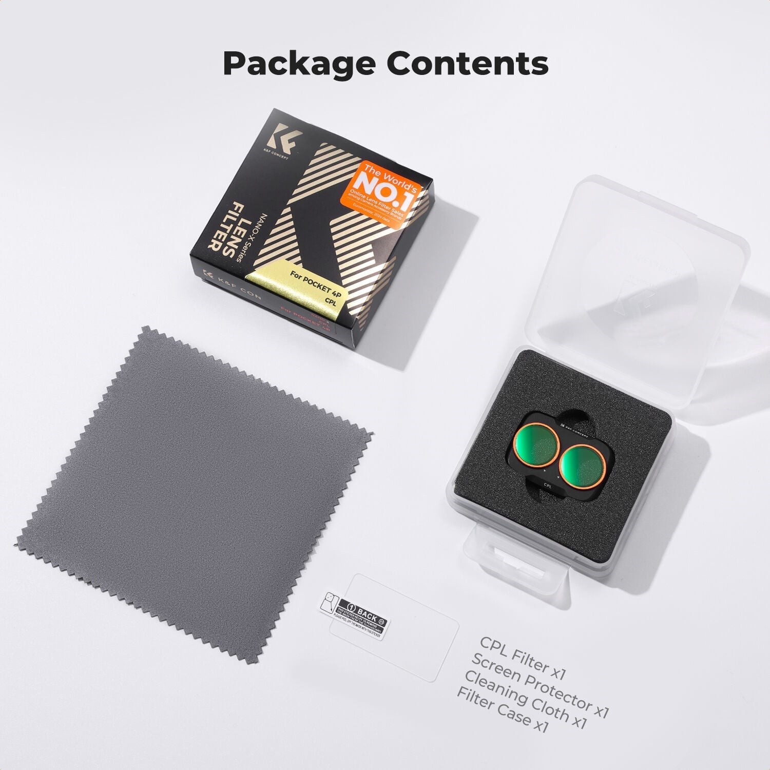 K&F Concept Dji Osmo Pocket 4P İçin Polarize (CPL) Filtre (Plastik )