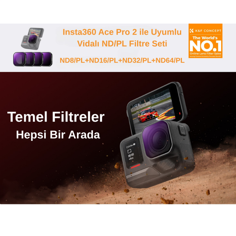 K&F Concept Insta360 Ace Pro 2 ND/PL Fitre Seti (ND/PL8/16/32/64)