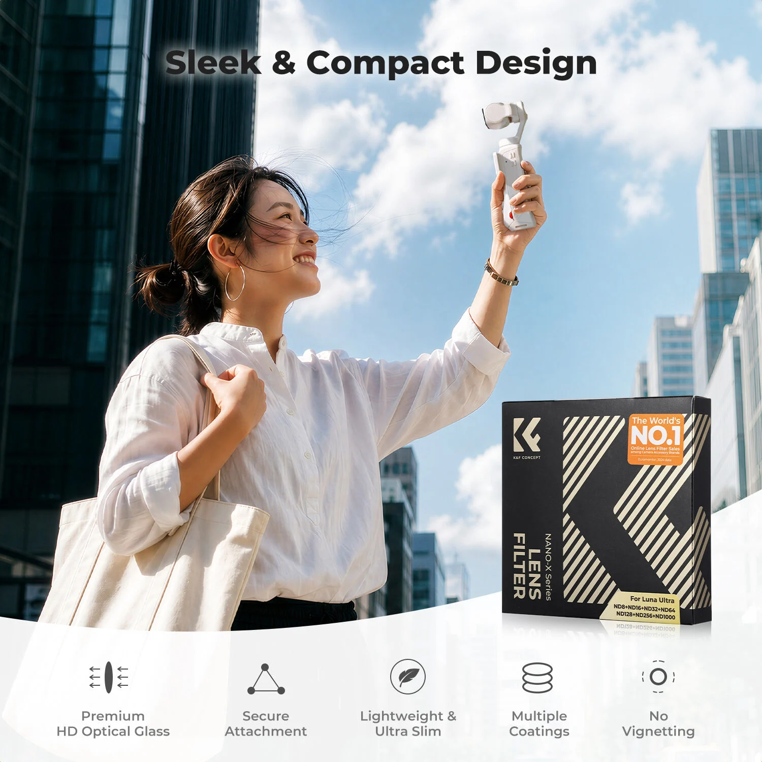 K&F Concept Insta360 Luna Ultra 7'li ND Filtre Seti (ND8-ND1000)