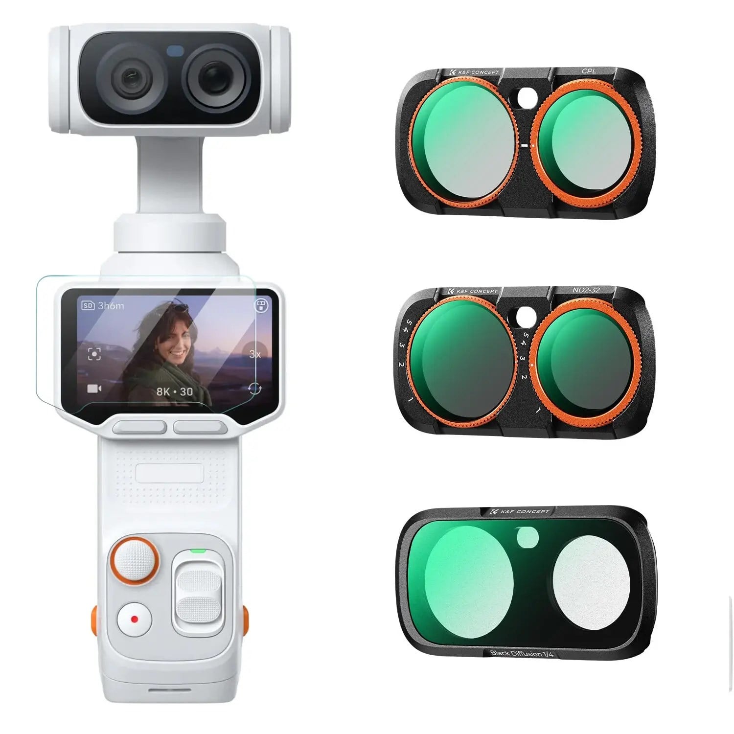 K&F Concept Insta360 Luna Ultra İçin 3 Parça Filtre Seti (CPL + Black Mist 1/4 + ND2-32)