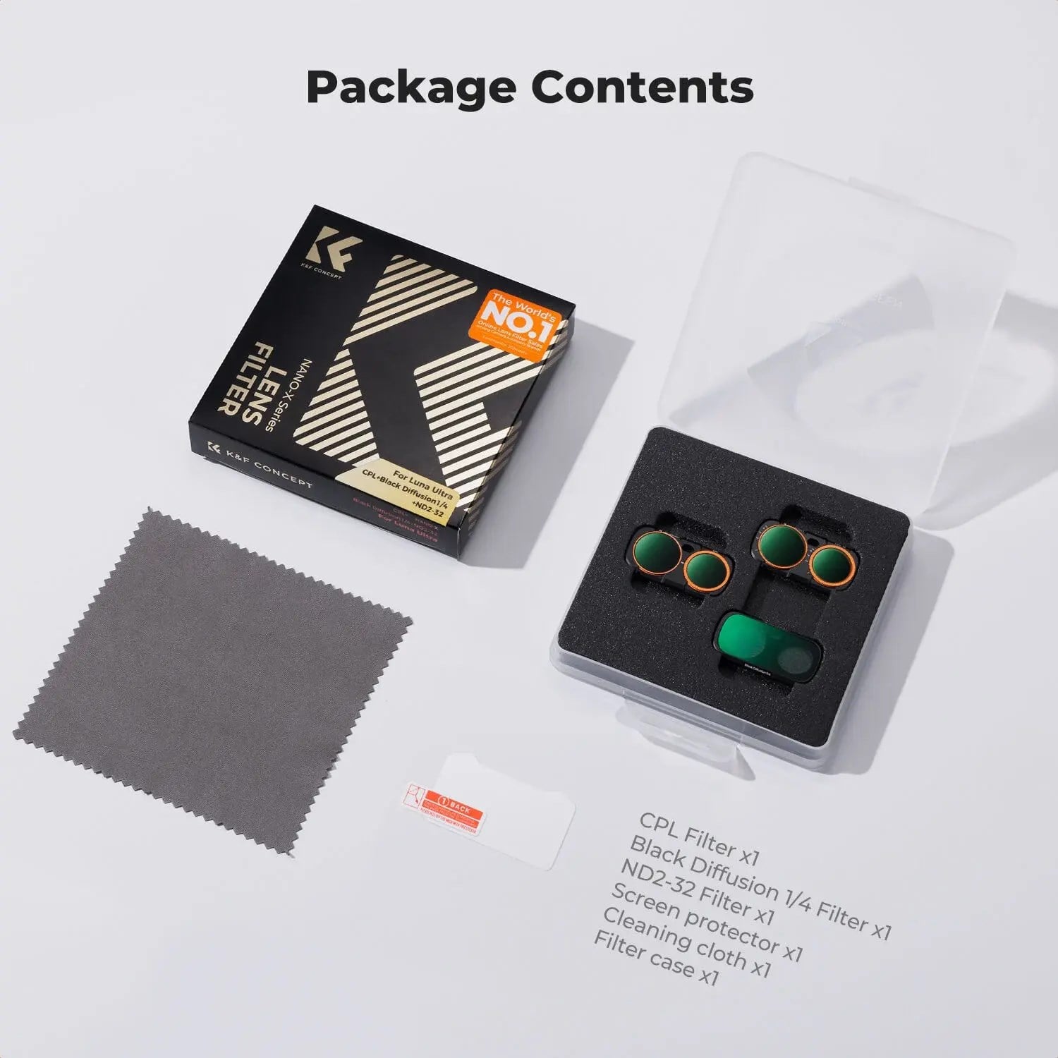 K&F Concept Insta360 Luna Ultra İçin 3 Parça Filtre Seti (CPL + Black Mist 1/4 + ND2-32)