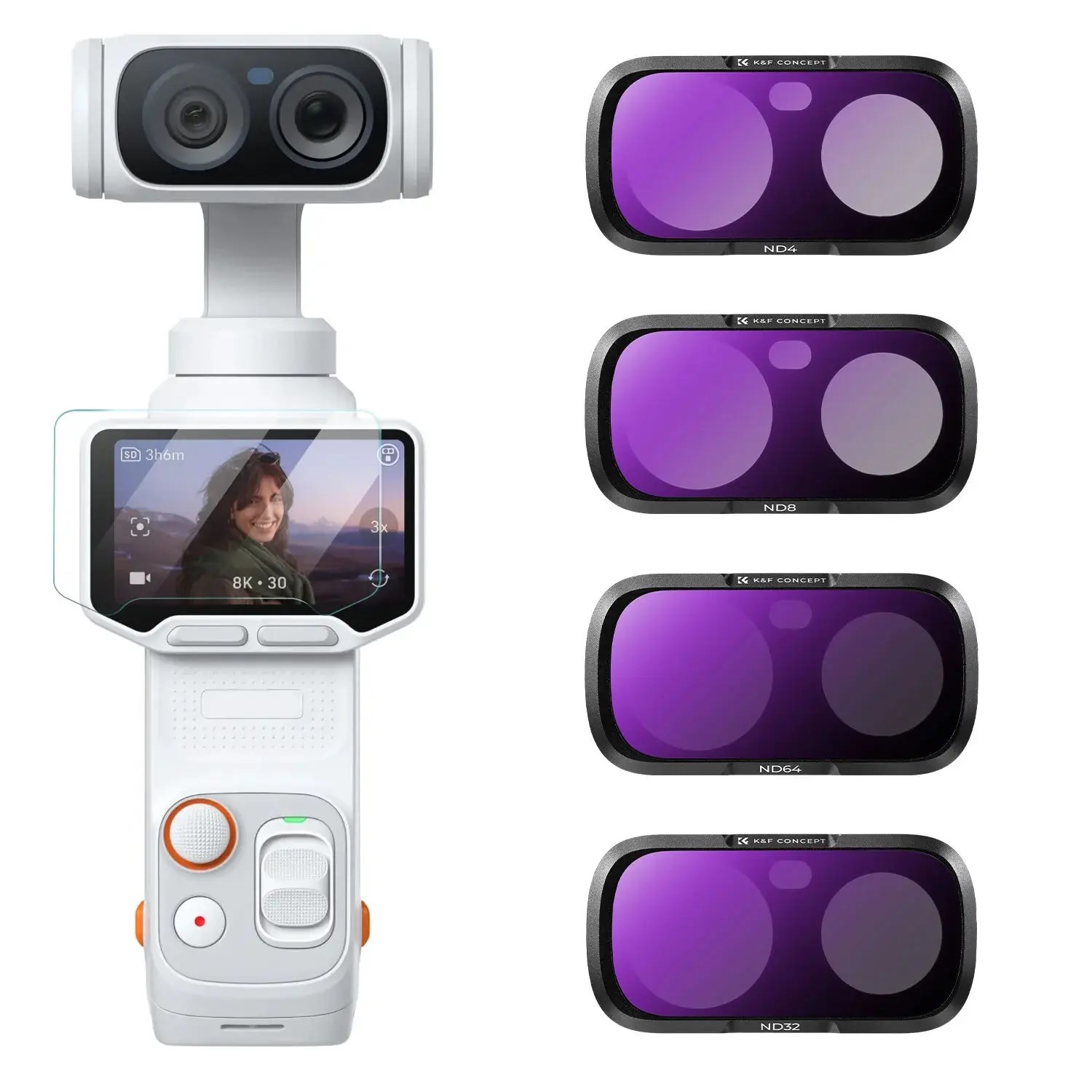 K&F Concept Insta360 Luna Ultra İçin 4 Parça ND Filtre Seti (ND4, ND8, ND16, ND32)
