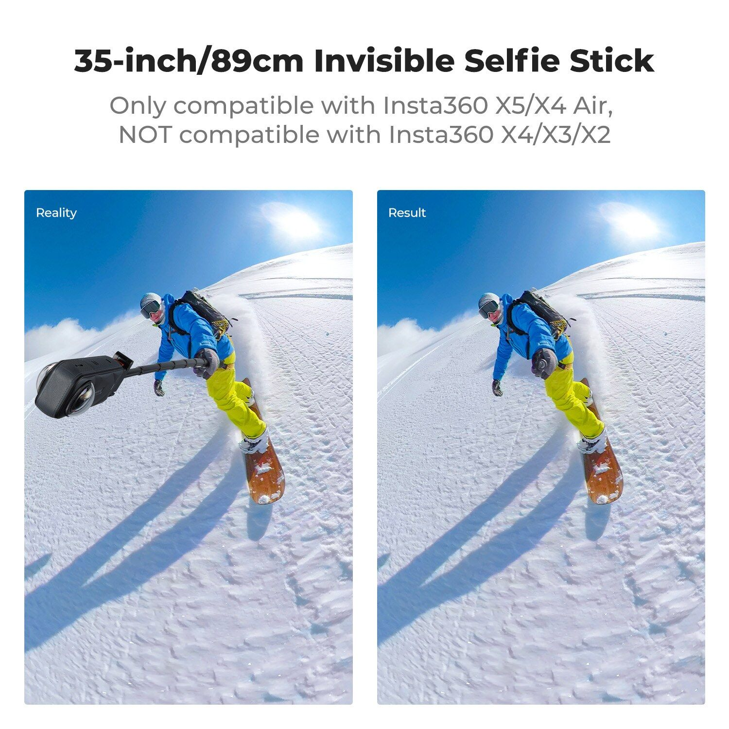 K&F Concept Insta360 X5 Selfie Çubuğu (Katlanabilir, 89 cm)