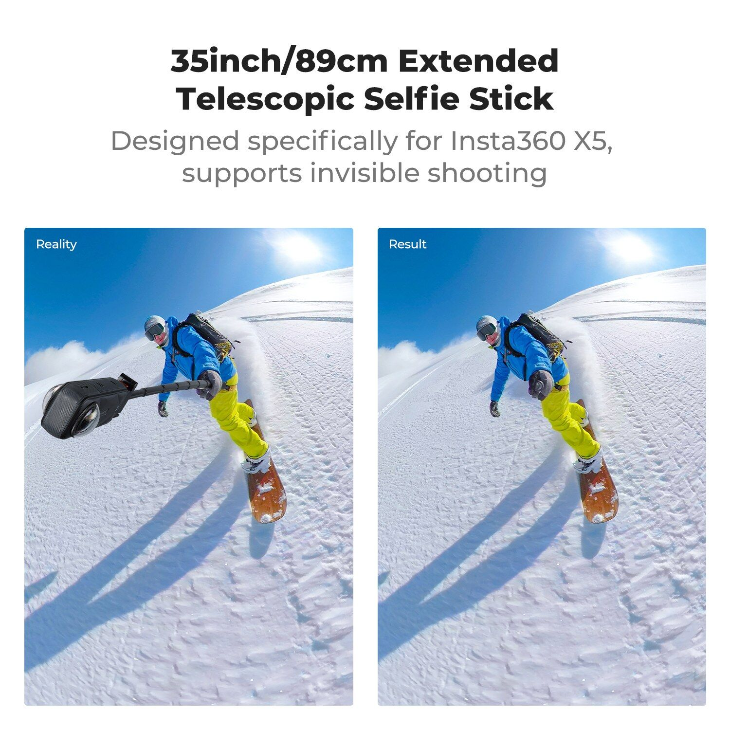 K&F Concept Insta360 X5 Selfie Çubuğu (Katlanabilir, 89 cm)
