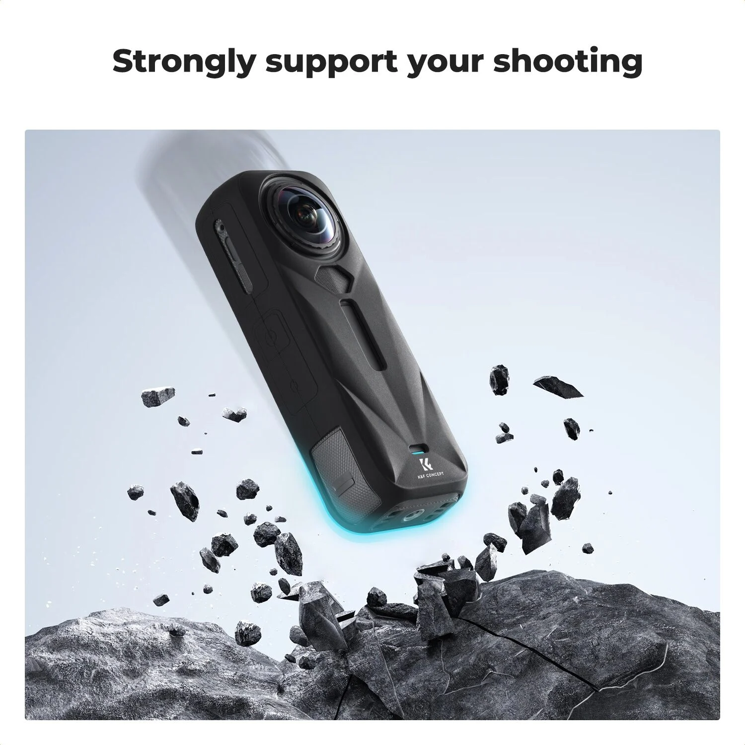 K&F Concept Insta360 X5 Uyumlu Silikon Koruma Kılıfı ve Lens Kapağı (Darbe Emici, Çizilmeye Dayanıklı)