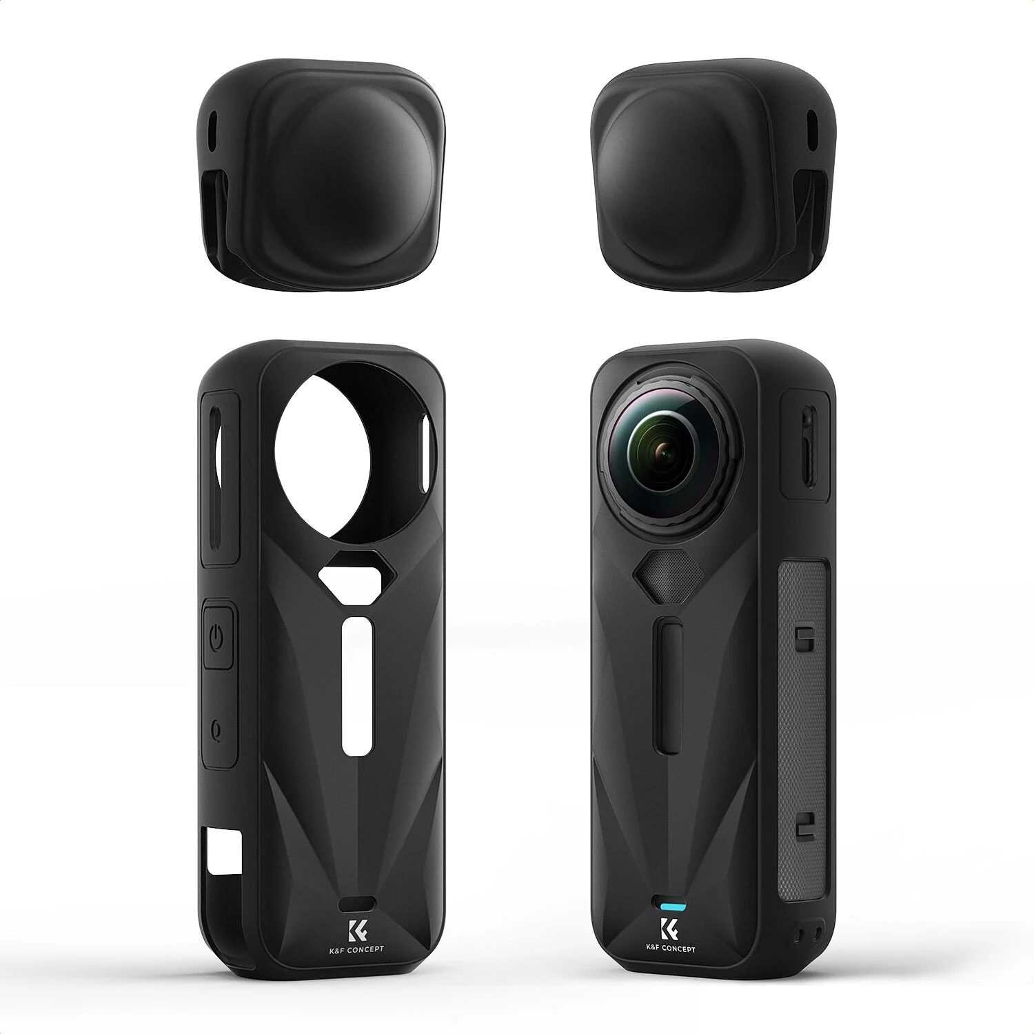 K&F Concept Insta360 X5 Uyumlu Silikon Koruma Kılıfı ve Lens Kapağı (Darbe Emici, Çizilmeye Dayanıklı)