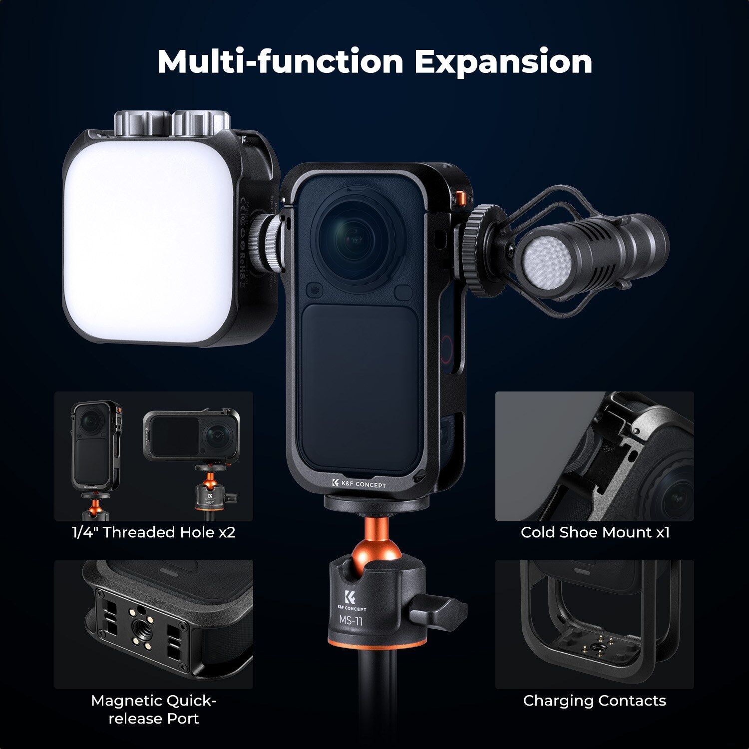 K&F Concept Insta360 X6 Metal Koruma Kafesi (Cage)