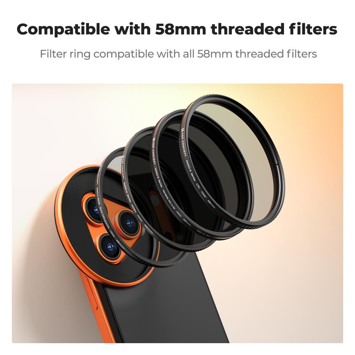K&F Concept iPhone 17 Pro CPL Filtre ve Filtre Montaj Adaptörü